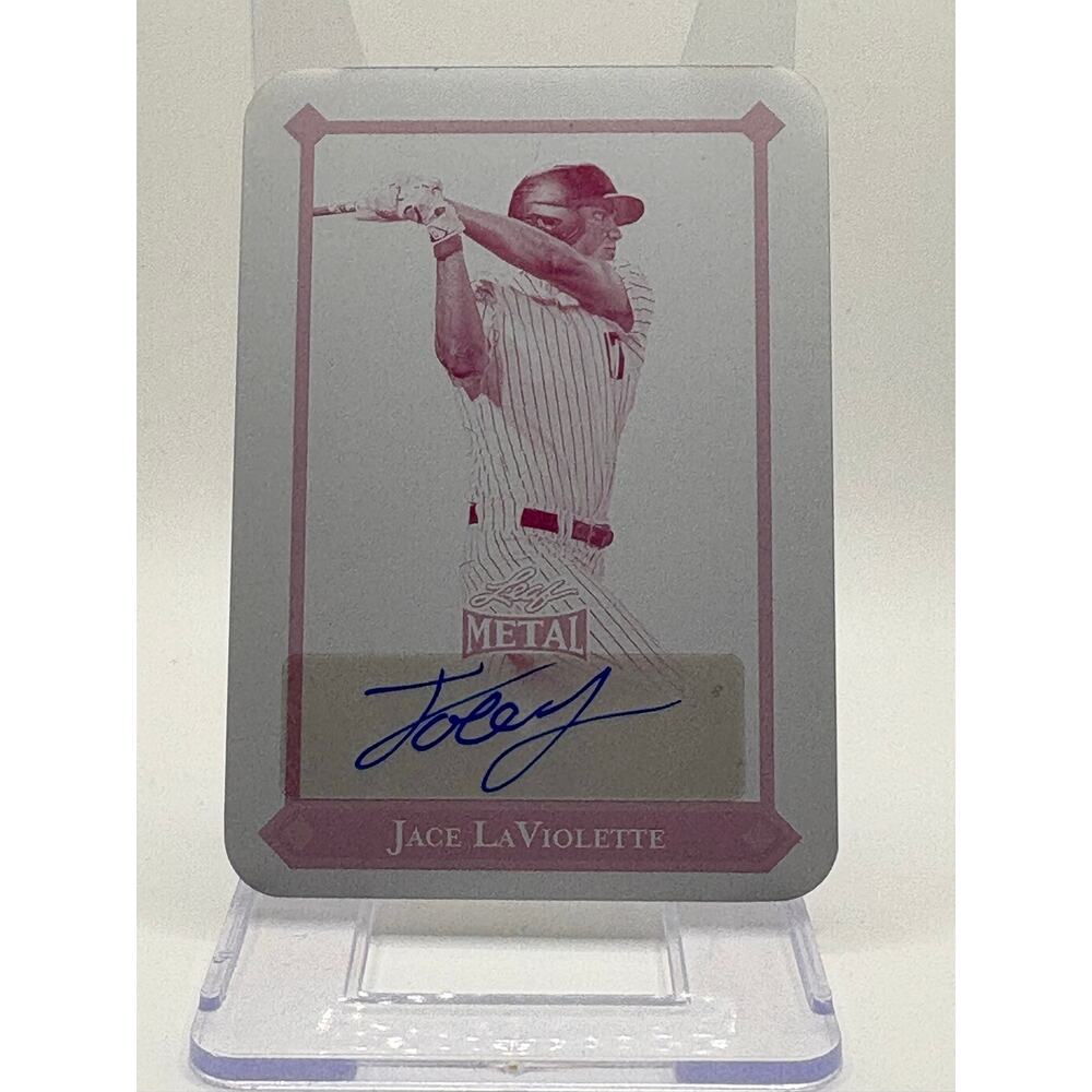 2025 Leaf Metal Jace LaViolette Printing Plate Auto 1/1 SSP Cleveland Guardians